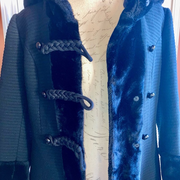 Vintage 60s Faux Fur Princess Style Hooded Heavyweight Union Made Coat Black - Picture 7 of 11